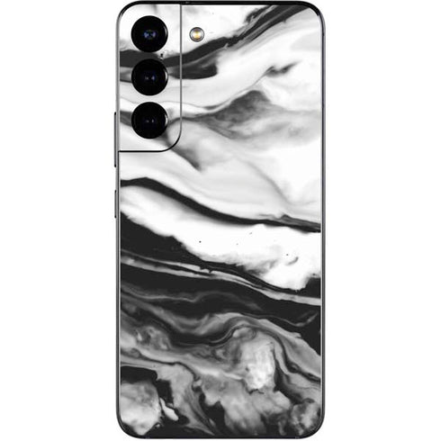 Black and White Marble Ink Galaxy S22 Skin